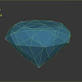 Vibrant Green Faceted Diamond With Blue Center And Reflective Surface