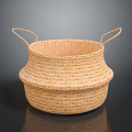 Handwoven Natural Straw Storage Basket With Dual Handles For Home Organizing