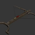Ancient Wooden Crossbow With Greek Style Meander Pattern On Background