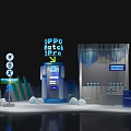 OPPO Watch Pro Exhibition Booth With Blue Lighting And Iceberg Decorations