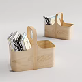 Wooden Storage Baskets with Magazines Natural Wood Handle for Home Organizing