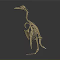 Artistic Detailed Wooden Animal Skeleton Sculpture with Long Neck and Claws
