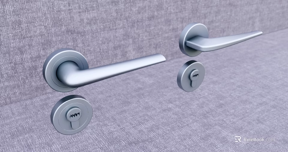 Modern Stainless Steel Door Handle Design With Key Lock And Sleek Finish 3d model 