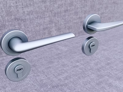 Modern Stainless Steel Door Handle Design With Key Lock And Sleek Finish 3d model