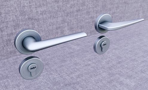 Modern door handle chrome hook dumbbell tricycle barbell 3d model