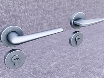 Modern door handle chrome hook dumbbell tricycle barbell 3d model