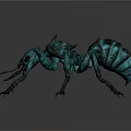 Teal Metallic Spiked Ant Like Creature Game Movie Character Design Details