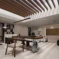 Modern Basement Living Space With Open Layout Sofa Bookshelves And Decorative Plants