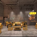 Creative Industrial Style Yellow Oil Drum Leisure Sofa Set For Modern Cafe Lounge Area