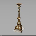 Ornate Intricate Carved Decorative Candlestick With Square Marble Base And Vintage Design