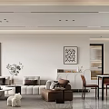 Modern simple guest restaurant without main lamp design 3d model