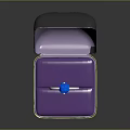 Purple Jewelry Box With Blue Gemstone Ring And Yellow Trim