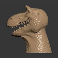 Realistic Brown T Rex Dinosaur Head Model With Open Mouth Sharp Teeth And Detailed Texture