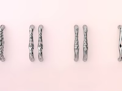 Silver Door Handles Stainless Steel with Decorative Textured Surfaces for Home Cabinetry Various Stylish Patterns 3d model