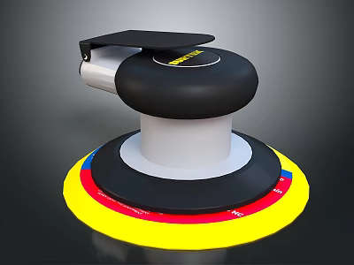 Professional Polishing Machine With Black Top Yellow Label And Multi colored Base 3d model