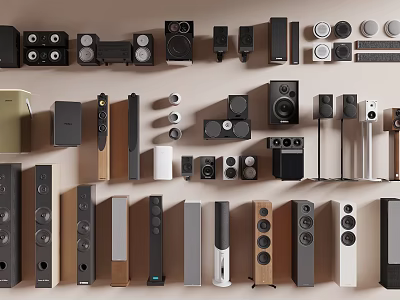 Headphones and Speakers Displayed with Various Modern Styles and Designs Collection 3d model