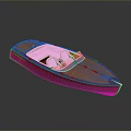 Vintage Red Wooden Motorboat With White Seats And Elegant Exterior Design