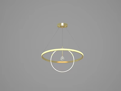 Modern Golden Double Ring Chandelier With White Inner Ring For Home Interior 3d model