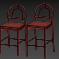 Elegant Natural Wood Bar Stools With Soft Grey Upholstered Seat For Home Kitchen Counter Use