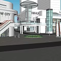 Modern Urban Commercial Complex With Green Roof Design Glass Structure And Open Space
