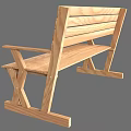 Wooden Leisure Chair With Slatted Backrest Seat Armrests And Simple Design Structure