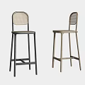Modern Woven Back Bar Stools With Tall Legs And Two Tone Colors