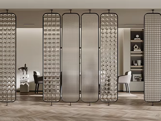 Modern screen partition glass partition 3d model