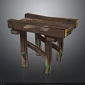 Artistic Wooden Furniture Table Featuring Curved Top And Green Accent Legs