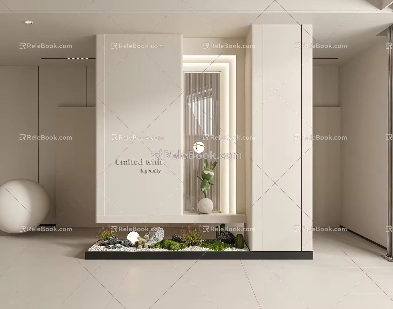 Modern cream partition glass partition porch partition wall porch entry 3d model