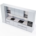 Modern White Kitchen Cabinets With Upper Lower Storage And Sink Countertop 3d model