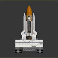 Space Rocket On Launch Pad With Support Structures And Exploration Equipment