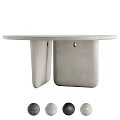 Modern Round Dining Table With Concrete Tabletop And Geometric Block Legs 3d model