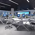 Modern Computer Classroom Office Training Room Display Large Screen Monitoring Room 3d model