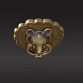 Brass Door Knocker Featuring Mouse Head Design And Scalloped Edge 3d model