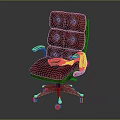 Brown Leather Office Chair Featuring Padded Back Armrests Metal Wheels And Book On Seat