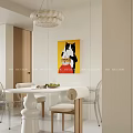 Modern Living Dining Room Interior With Beige Sofa Abstract Artwork And Coffee Table