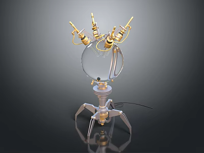 Modern Furniture Lamp Featuring Transparent Spherical Lampshade And Gold Decorative Metal Stand 3d model