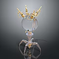 Modern Furniture Lamp Featuring Transparent Spherical Lampshade And Gold Decorative Metal Stand