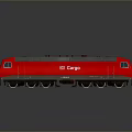 Red Cargo Train Locomotive Featuring Side View And Reflection Details
