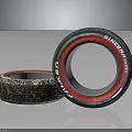 Bridgestone Car Tire With Red Ring Design And Tread Pattern Automotive Part 3d model