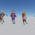 Men in Colorful Jackets Walking in Different Poses on White Background