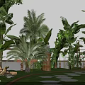 Tropical Rainforest Themed Floral Installation With Archway Green Plants And Hanging Foliage