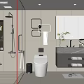 Modern Bathroom Interior Design With Glass Shower Enclosure Wall Mounted Toilet And Marble Vanity