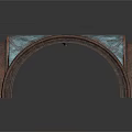 Three Arched Architectural Structures With Wooden Frames And Blue Glass Panels