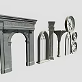 Gothic Architectural Elements Including Arches Columns Window Frames And Circular Ornaments 3d model