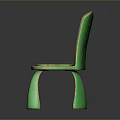 Green Frog Shaped Wooden Kids Chair With Checkered Seat And Worn Look