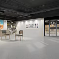 Community Reading Room Sound Reading Bookcase Bar Counter Bar Chair Casual Table and Chair Combination Tea Area 3d model
