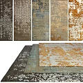 Stylish Square Rugs with Various Colors Textured Patterns and Modern Designs 3d model