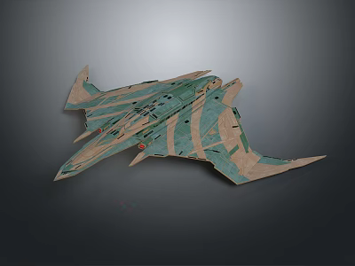 Futuristic Interstellar Spaceship With Streamlined Green Beige Aerodynamic Design For Cosmic Exploration 3d model