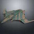 Futuristic Interstellar Spaceship With Streamlined Green Beige Aerodynamic Design For Cosmic Exploration